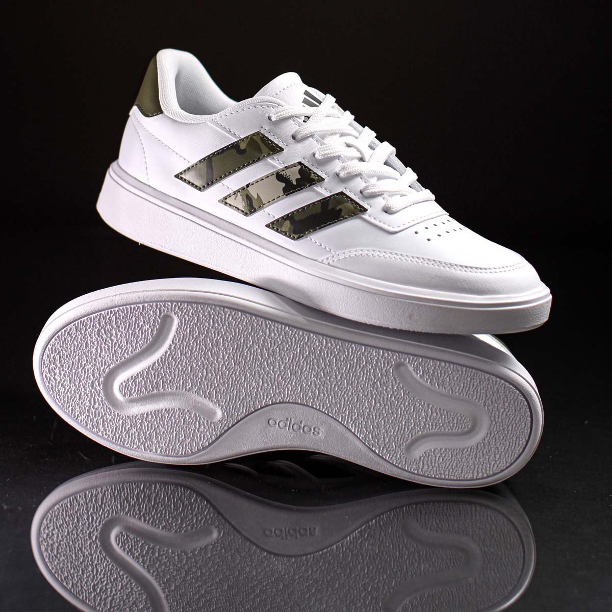 Tenis Adidas Courtblock Branco Verde Oliva e Cinza - Masculino Branco 8