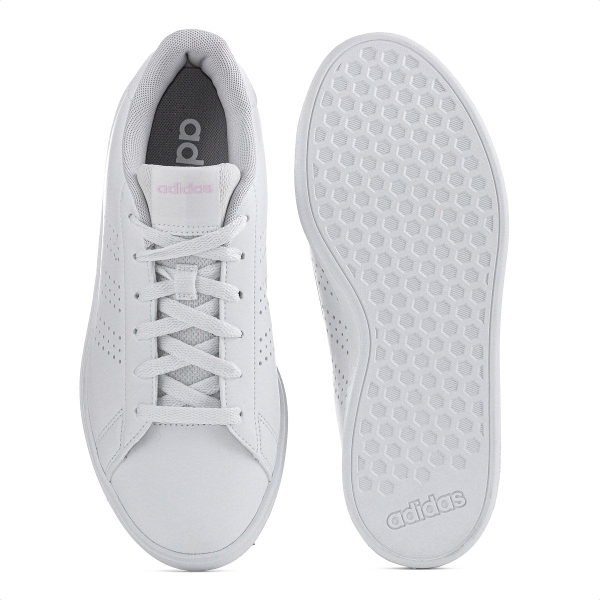 Tenis Adidas Advantage Base 2.0 Branco e Rosa - Feminino Branco 5