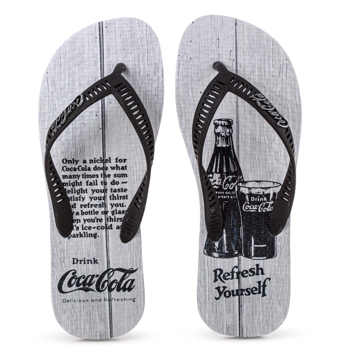 Chinelo Coca Cola Nickel Wood 2 Cinza Branco e Preto - Masculino Cinza 1