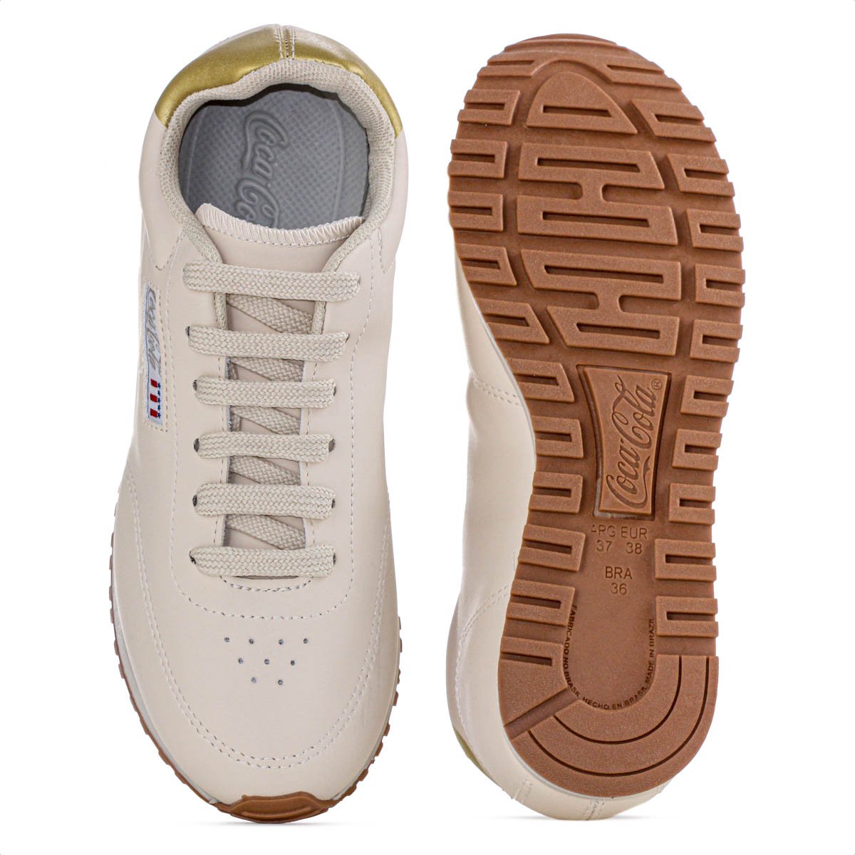 Tenis Coca Cola Sport Style Off White e Dourado - Masculino Bege 5
