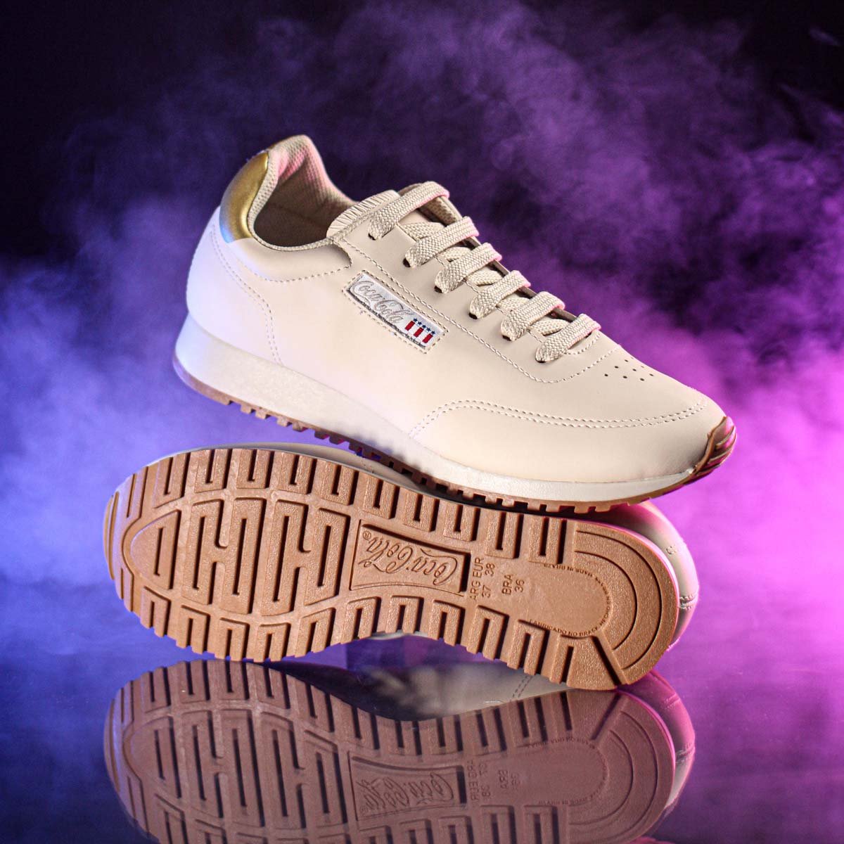 Tenis Coca Cola Sport Style Off White e Dourado - Feminino Bege 7