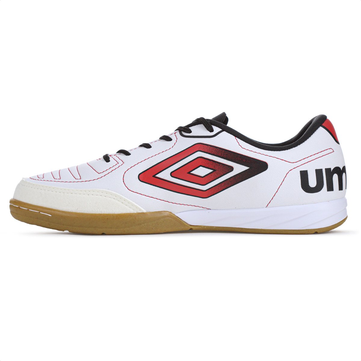 Chuteira Umbro Futsal Class + Branco Vermelho e Preto - Masculino Branco 2