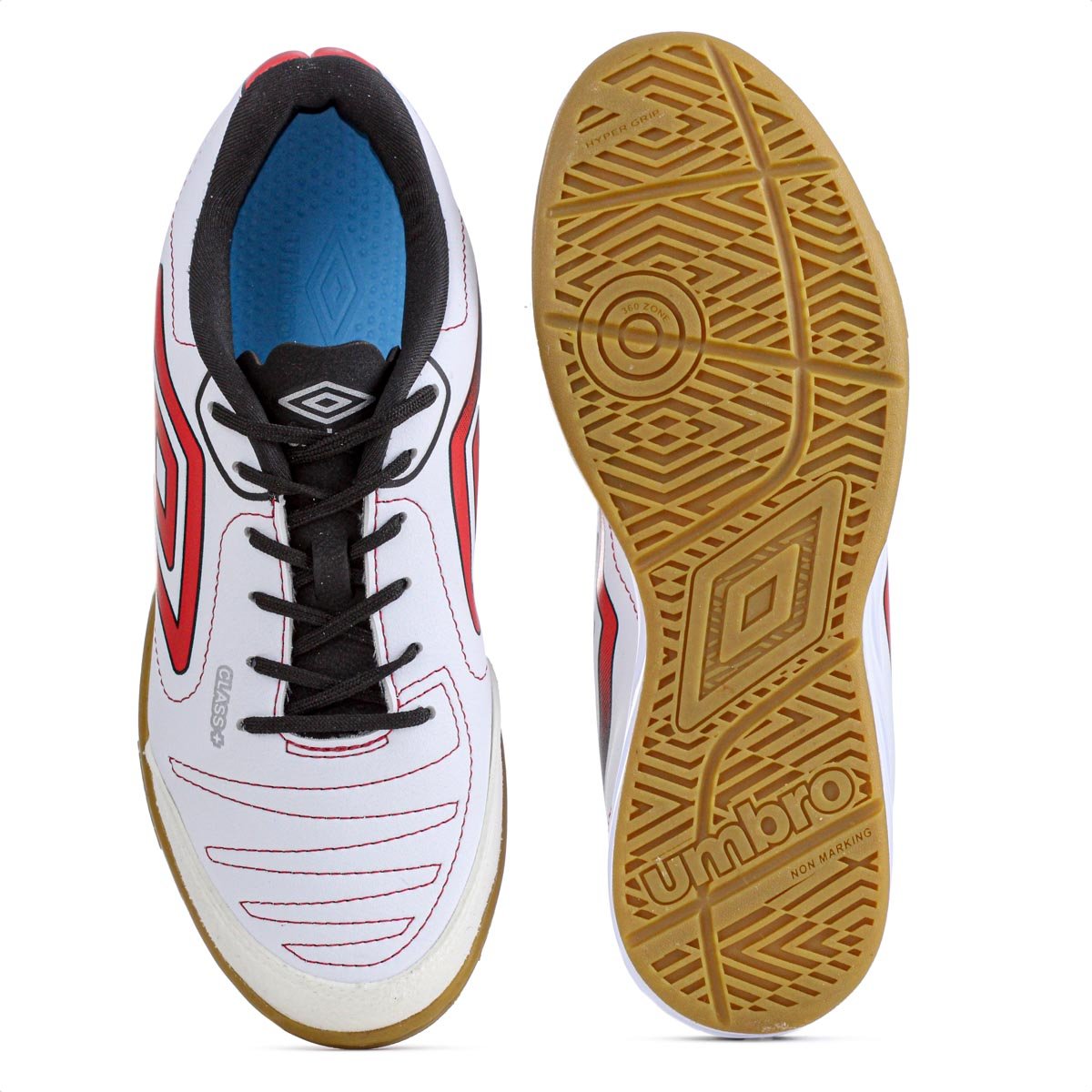 Chuteira Umbro Futsal Class + Branco Vermelho e Preto - Masculino Branco 6