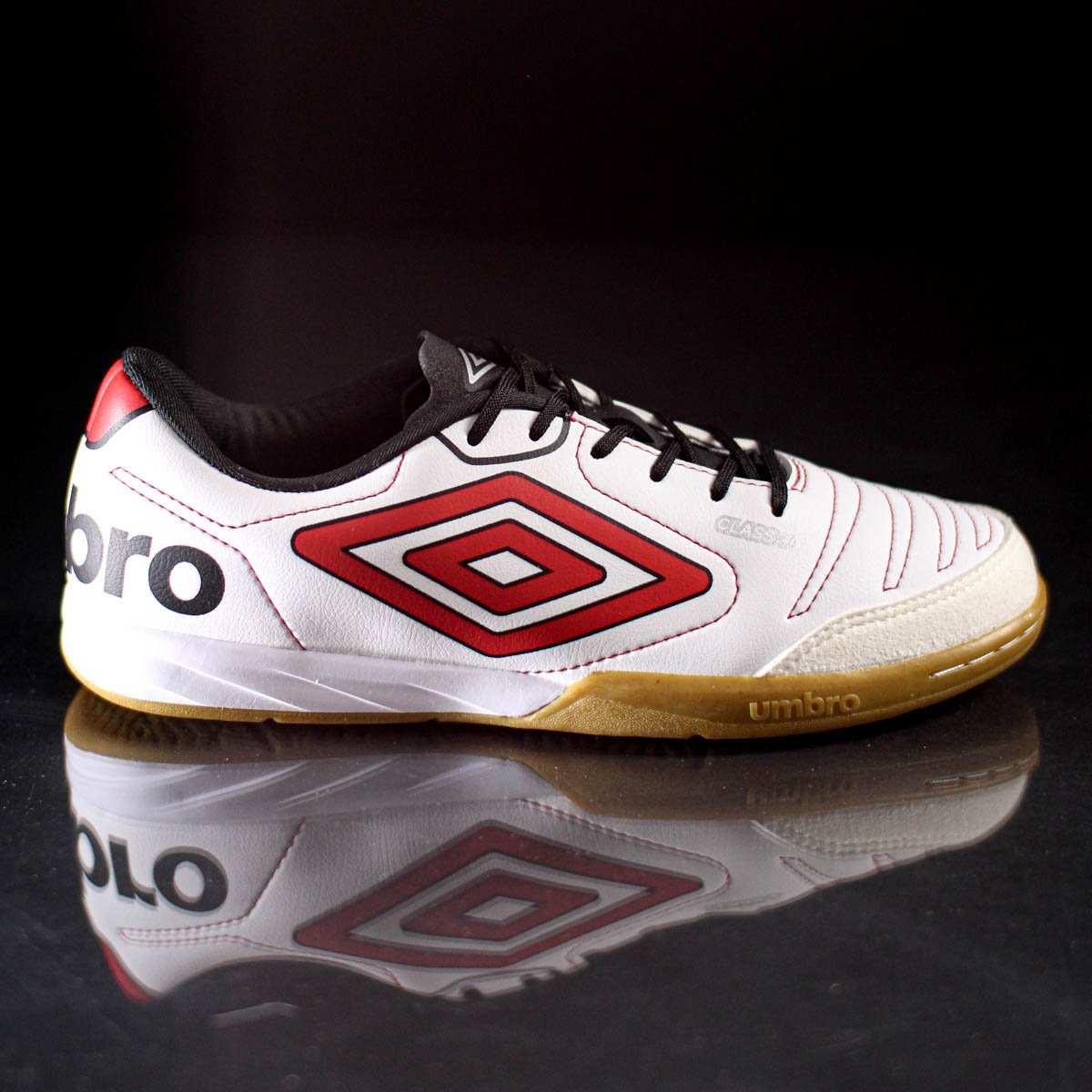 Chuteira Umbro Futsal Class + Branco Vermelho e Preto - Masculino Branco 7