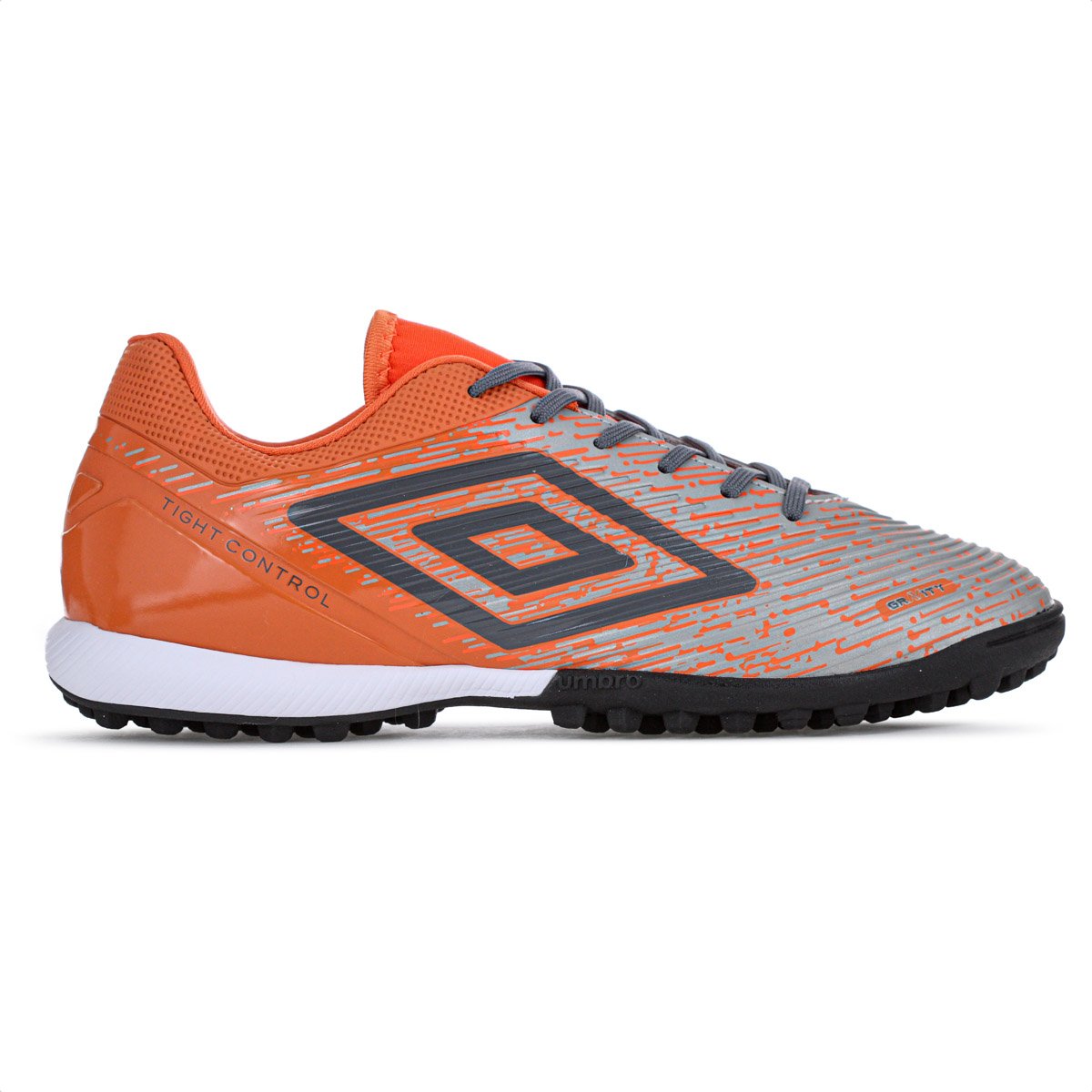 Chuteira Umbro Society Gravity Cinza e Laranja - Masculino Laranja 1