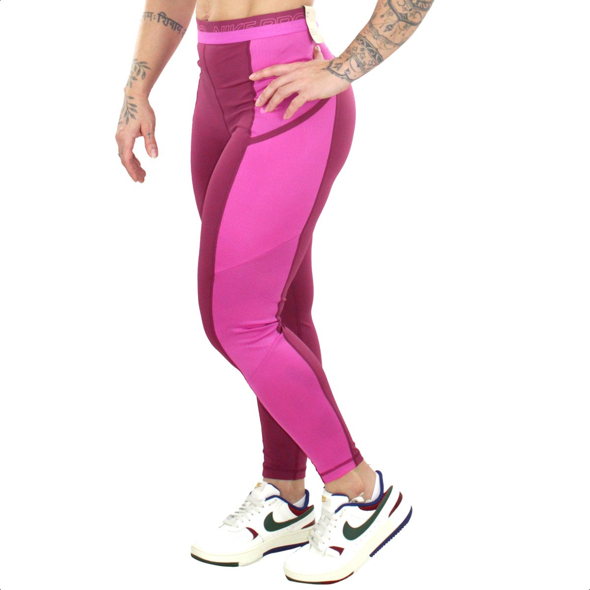 Calca Legging Nike Pro Bordo e Rosa - Feminina Bordô 2