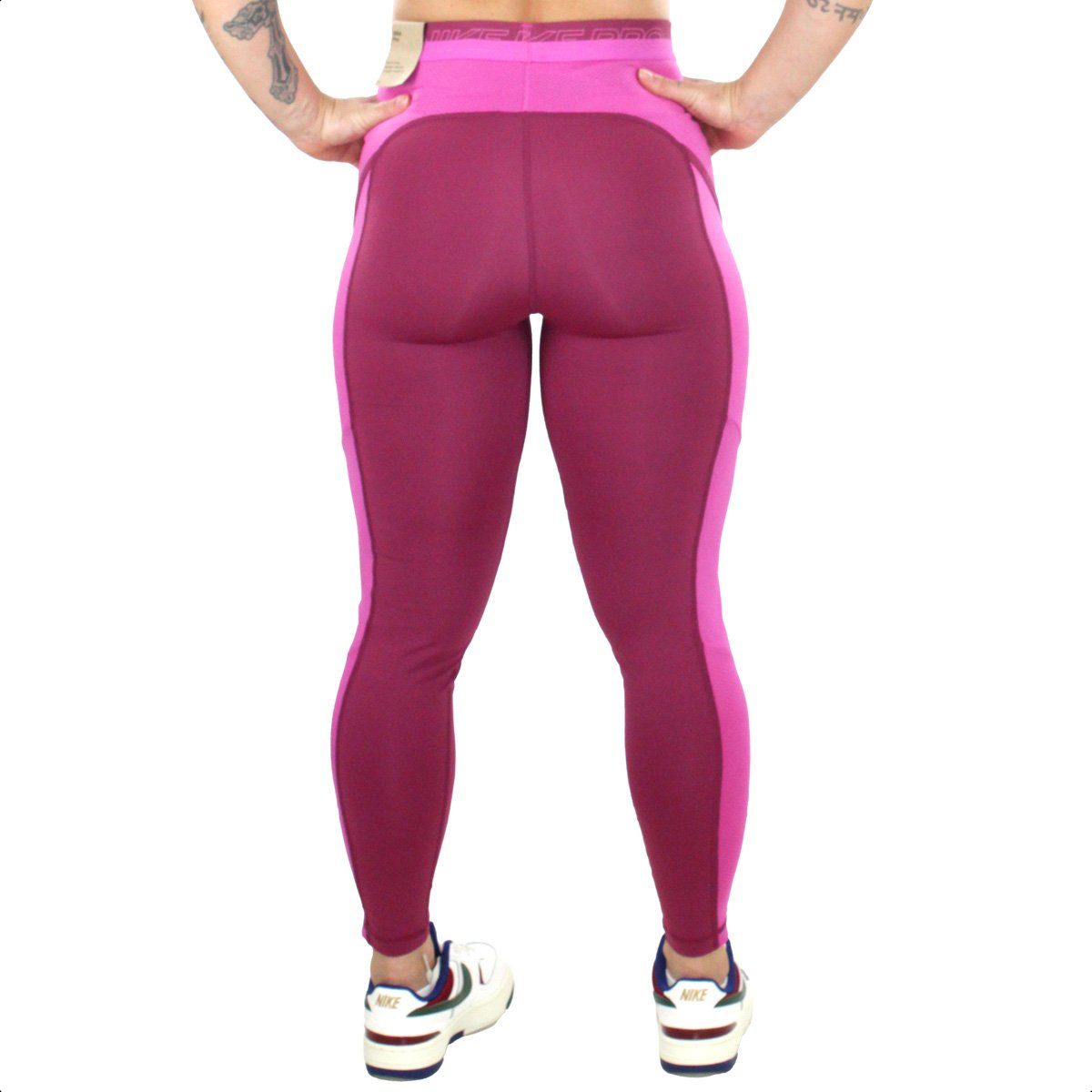 Calca Legging Nike Pro Bordo e Rosa - Feminina Bordô 4
