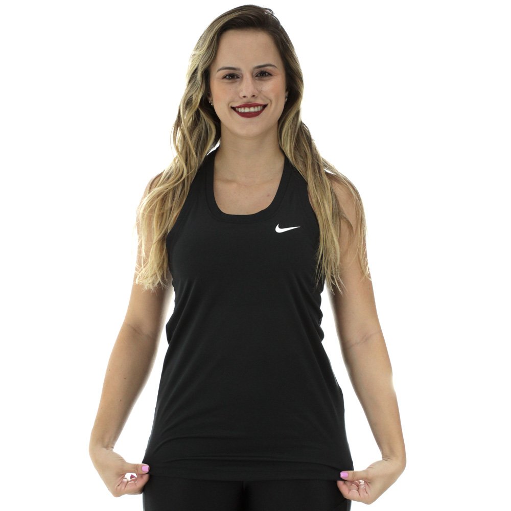 Camiseta Regata Nike Dri-Fit Raceback Preto - Feminina