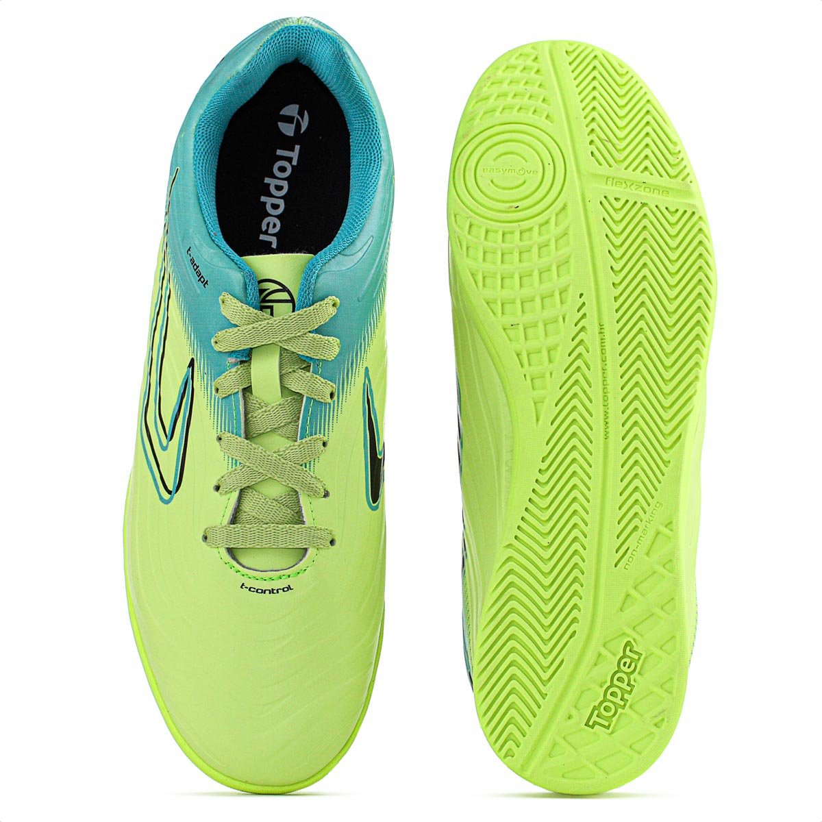 Chuteira Topper Futsal Forza III Verde Azul e Preto - Masculino Verde 5