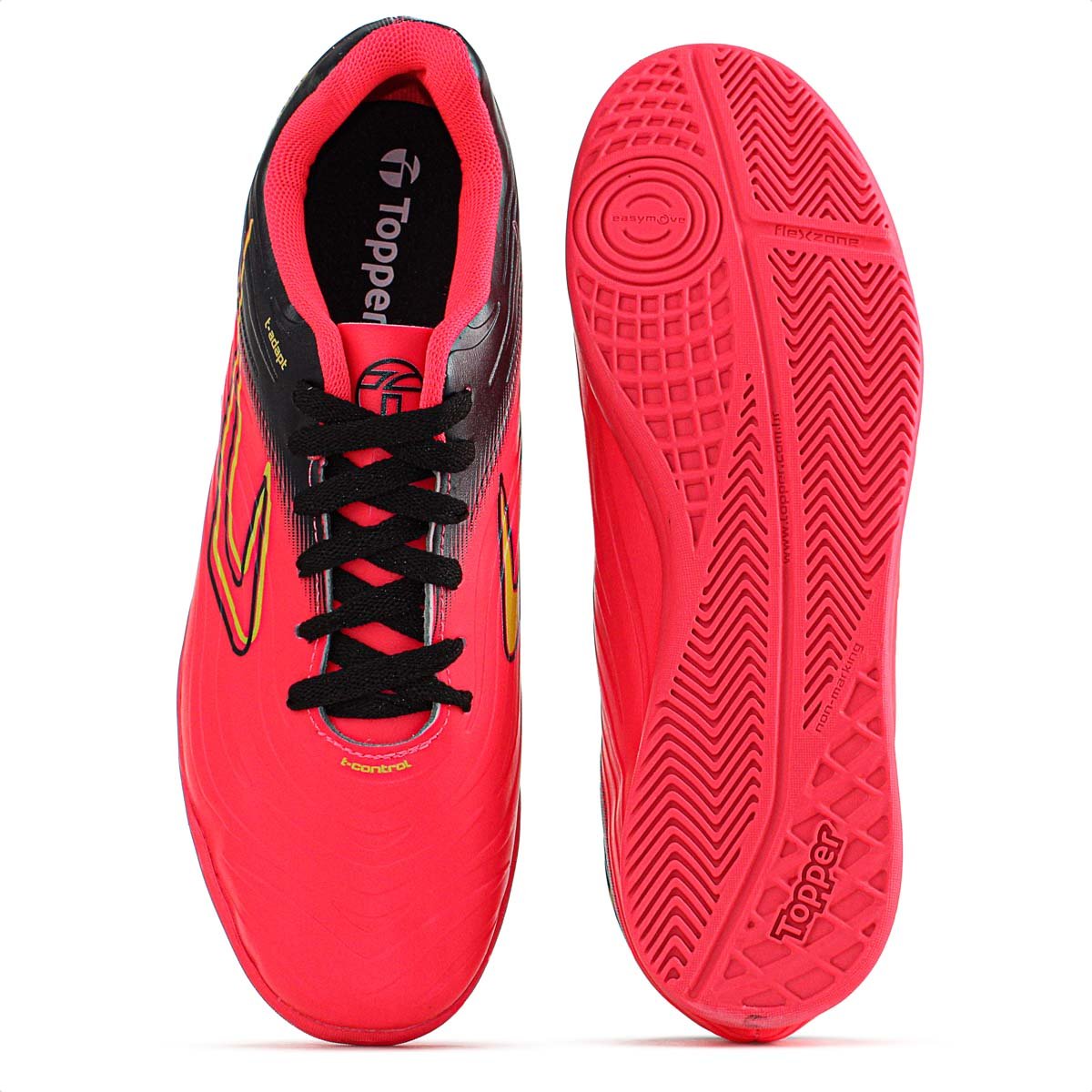 Chuteira Topper Futsal Forza III Rosa Preto e Amarelo - Masculino Rosa 5