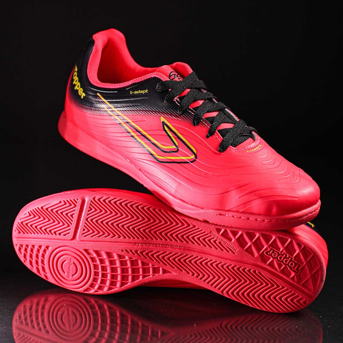 Chuteira Topper Futsal Forza III Rosa Preto e Amarelo - Masculino Rosa 7