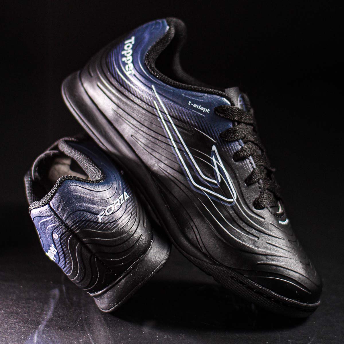 Chuteira Topper Futsal Forza III Preto Chumbo e Branco - Infantil Preto 7