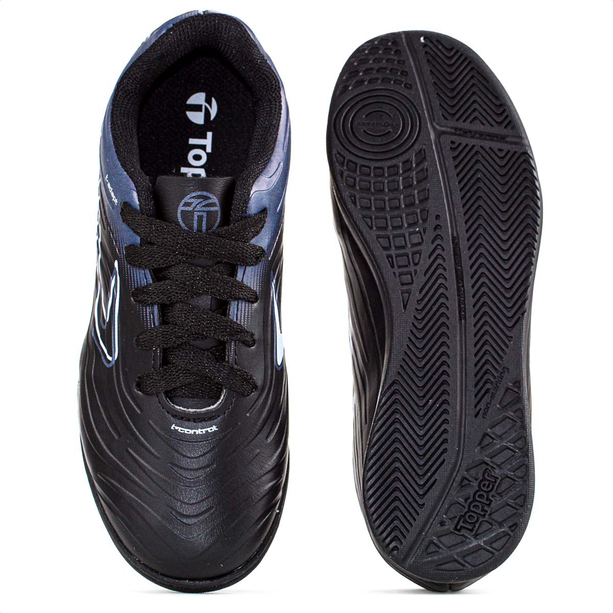 Chuteira Topper Futsal Forza III Preto Chumbo e Branco - Infantil Preto 5
