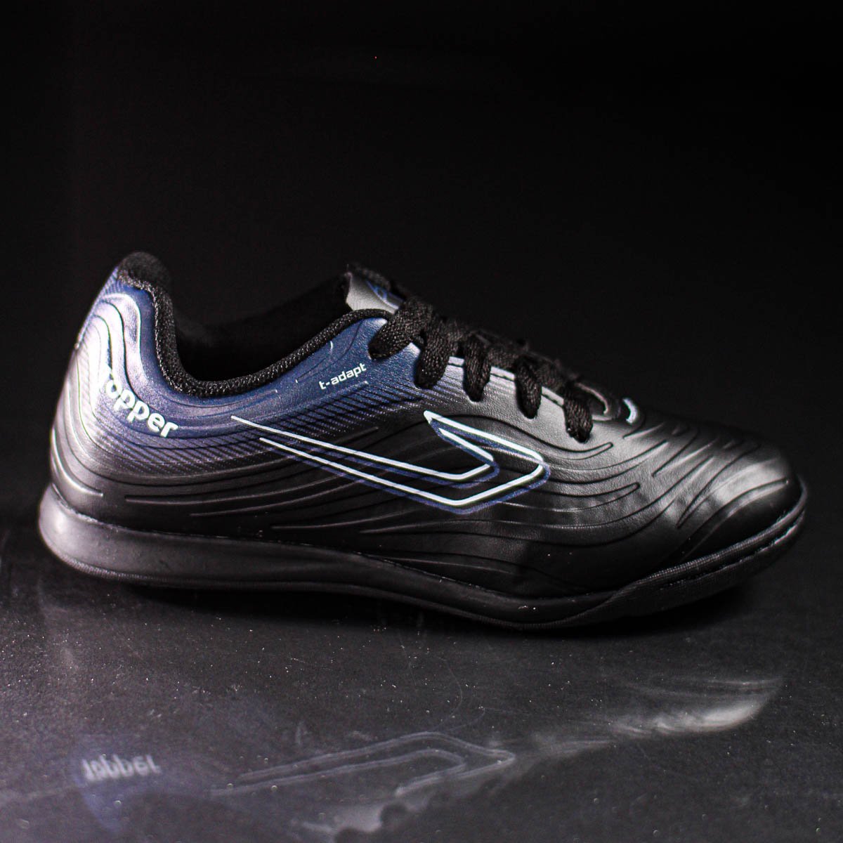 Chuteira Topper Futsal Forza III Preto Chumbo e Branco - Infantil Preto 6