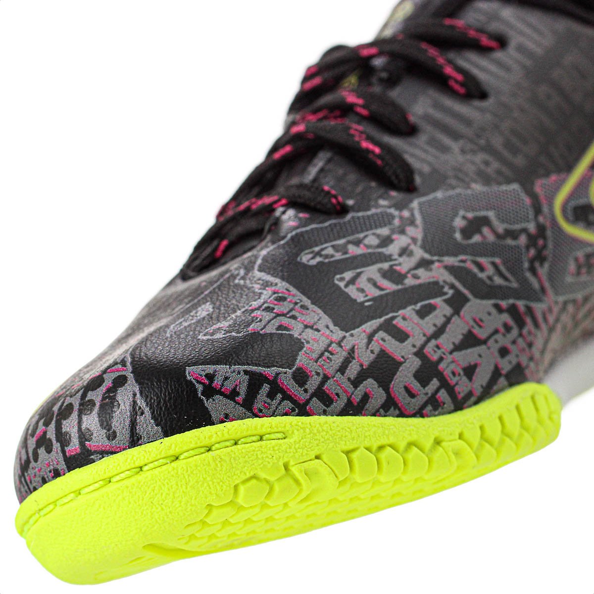 Chuteira Topper Futsal Resenha Preto Rosa e Amarelo - Infantil Preto 3