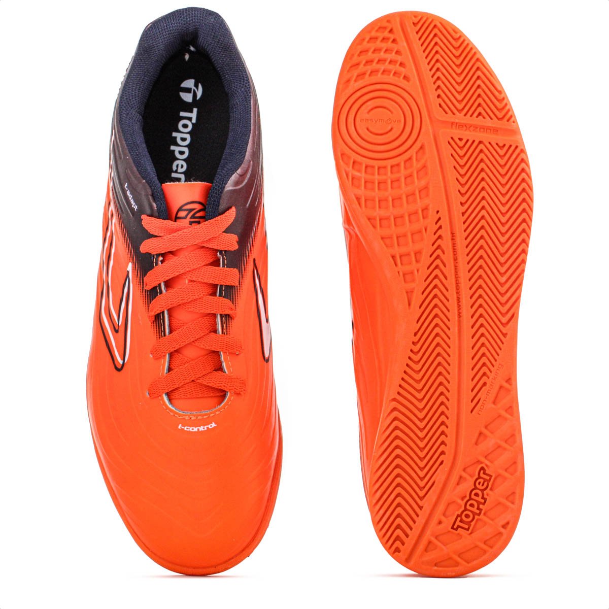 Chuteira Topper Futsal Forza III Laranja e Azul Marinho - Masculino Laranja 5