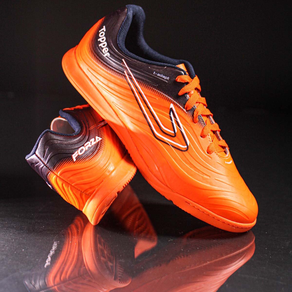 Chuteira Topper Futsal Forza III Laranja e Azul Marinho - Masculino Laranja 8