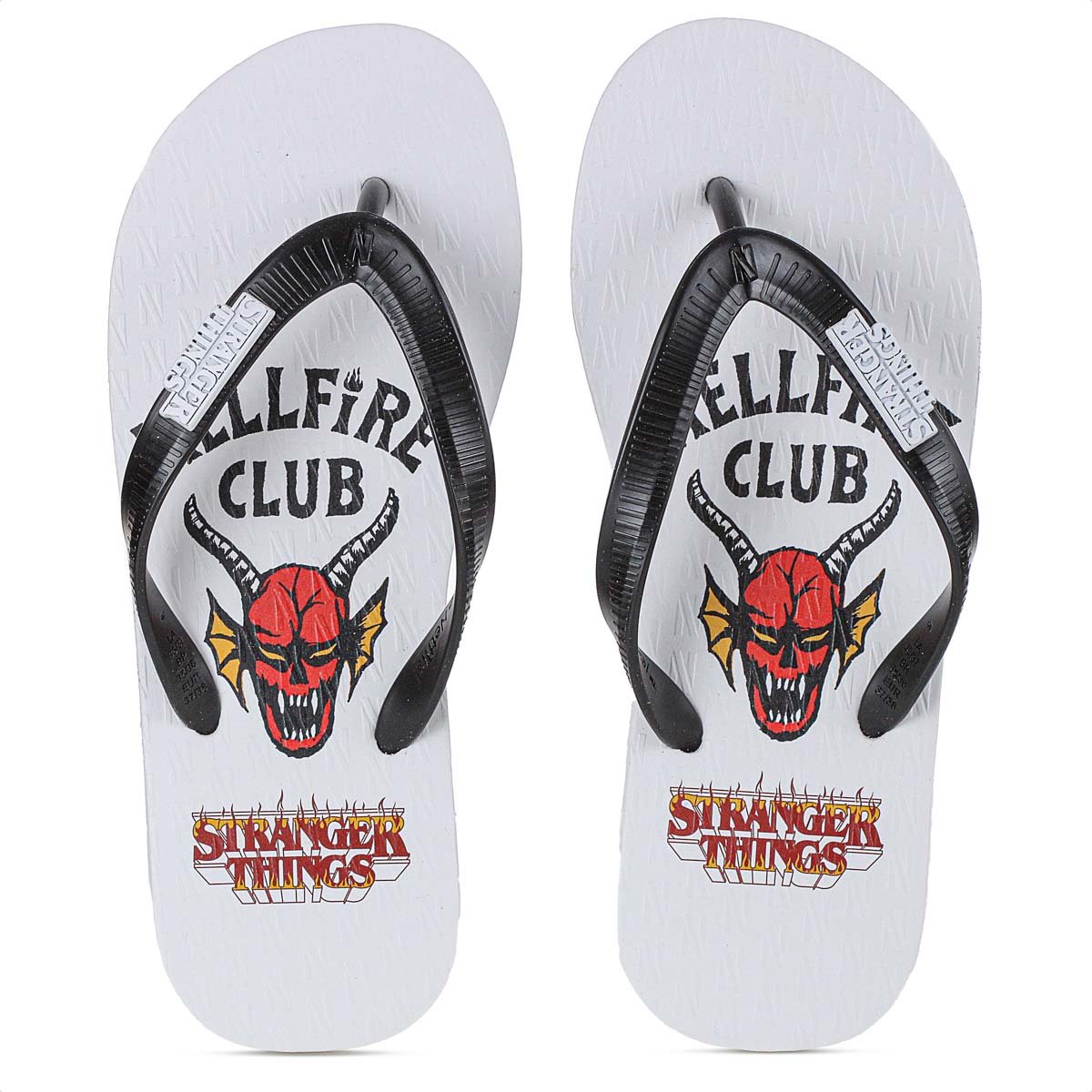 Chinelo Netflix Stranger Things Hellfire Branco e Preto - Unissex