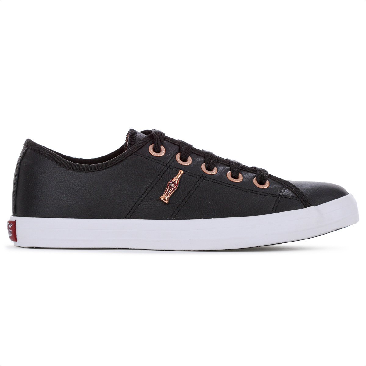 Tenis Coca Cola Miami Couro Preto e Cobre - Feminino Preto 1