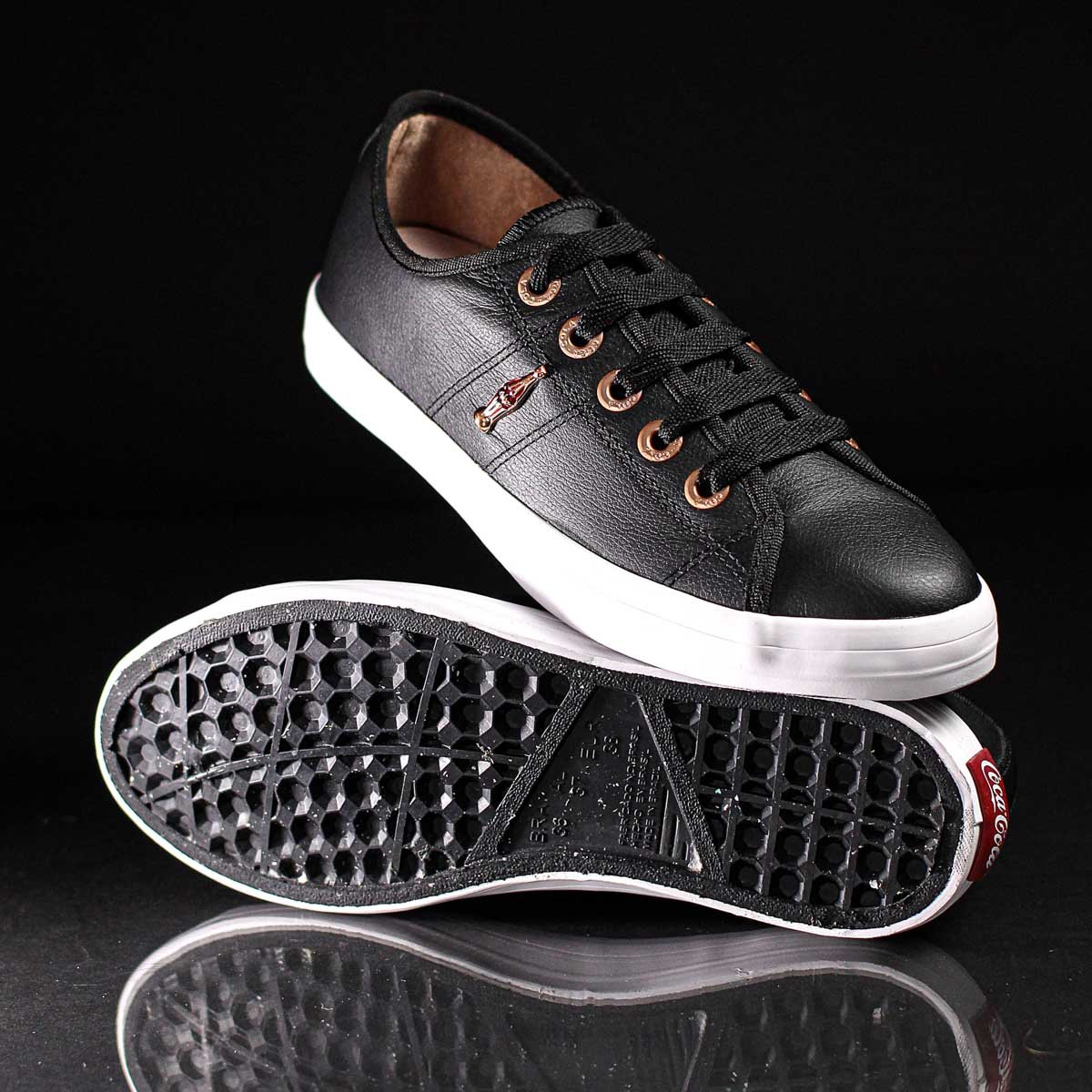 Tenis Coca Cola Miami Couro Preto e Cobre - Feminino Preto 8