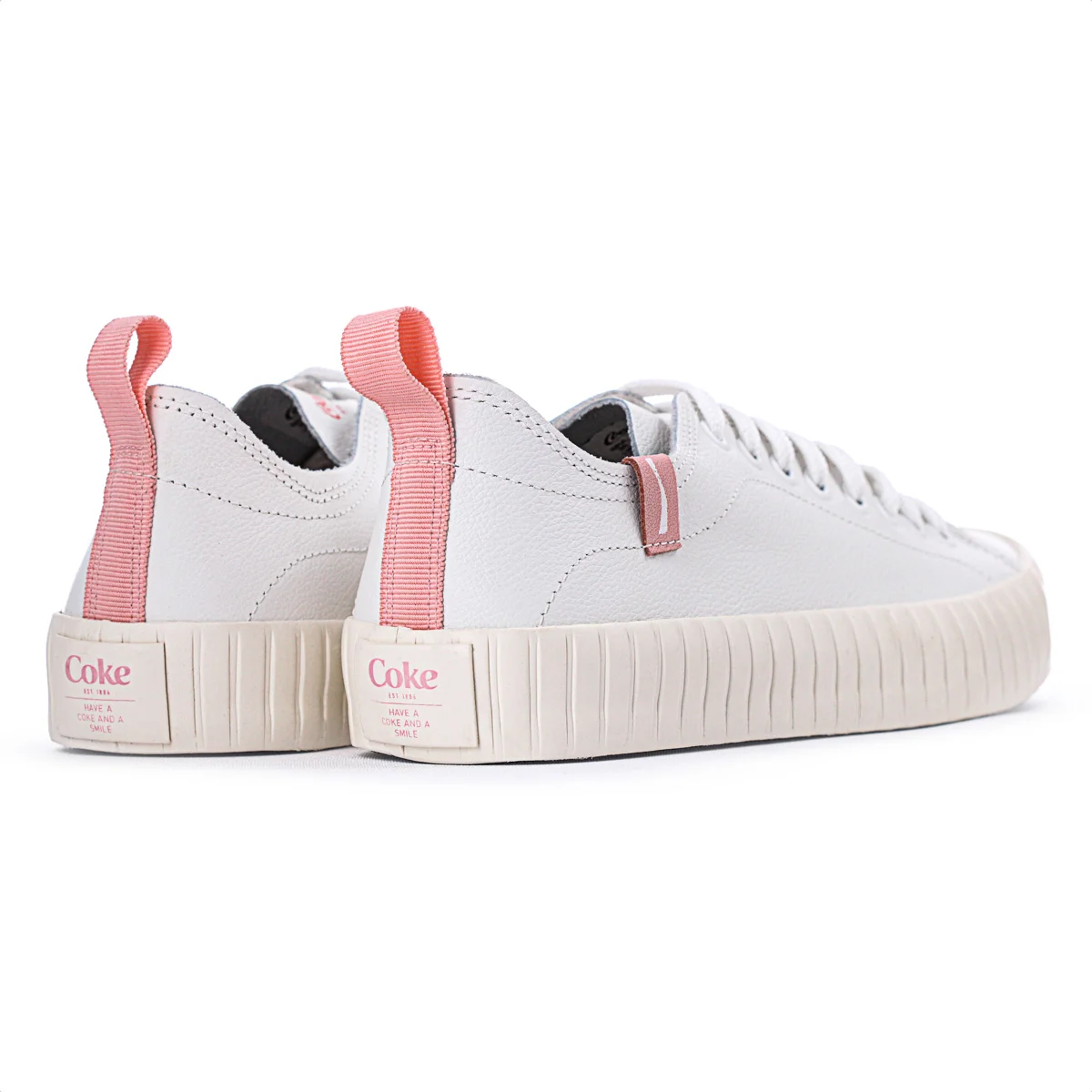 Tenis Coca Cola Houston Couro Branco e Rosa - Feminino Branco 4