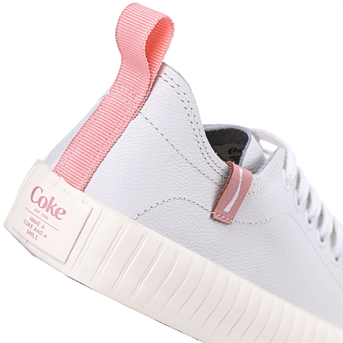 Tenis Coca Cola Houston Couro Branco e Rosa - Feminino Branco 7