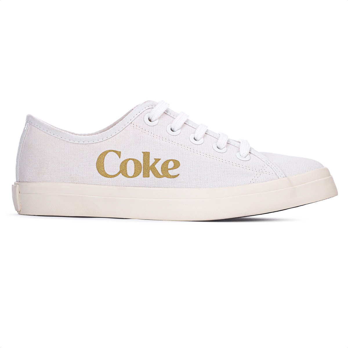 Tenis Coca Cola Newpoart Canvas Branco e Dourado - Feminino Branco 1