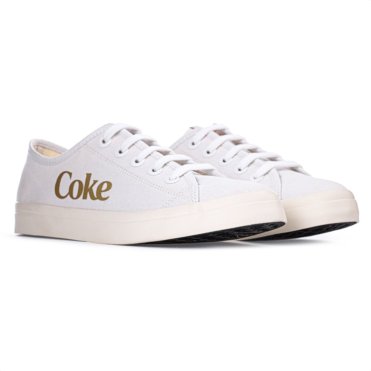Tenis Coca Cola Newpoart Canvas Branco e Dourado - Feminino Branco 3
