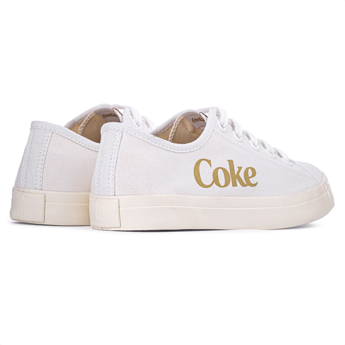 Tenis Coca Cola Newpoart Canvas Branco e Dourado - Feminino Branco 4