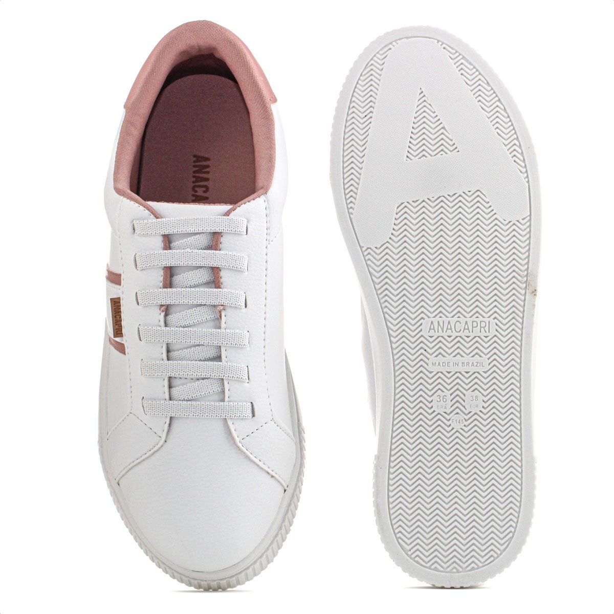 Tenis Anacapri York Eco Santorine Branco e Rosa - Feminino Branco 5