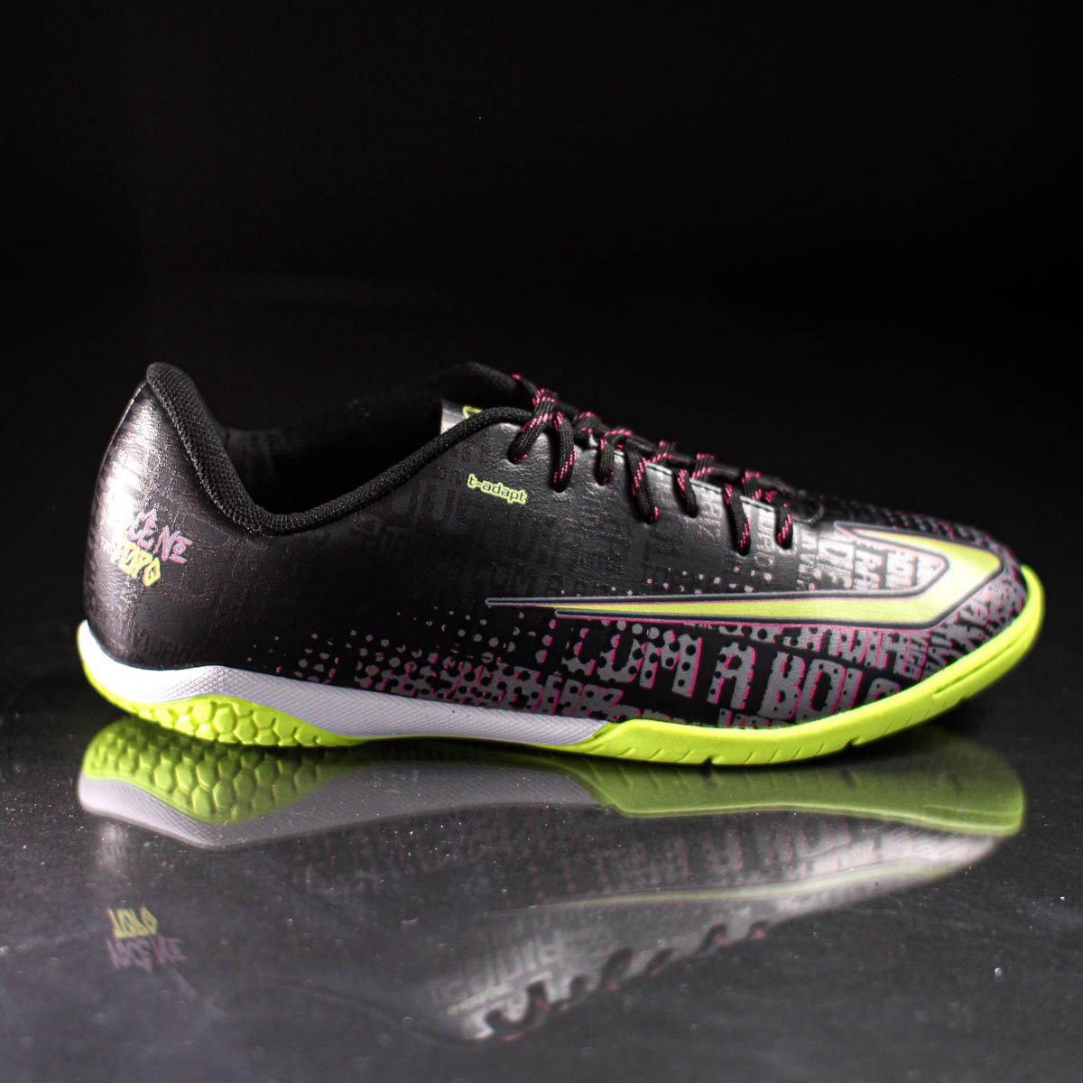 Chuteira Topper Futsal Resenha Preto Rosa e Amarelo - Masculino Preto 6