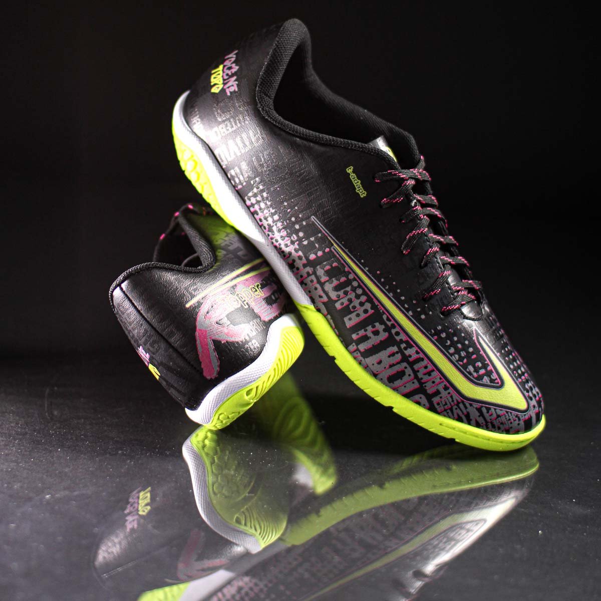 Chuteira Topper Futsal Resenha Preto Rosa e Amarelo - Masculino Preto 7