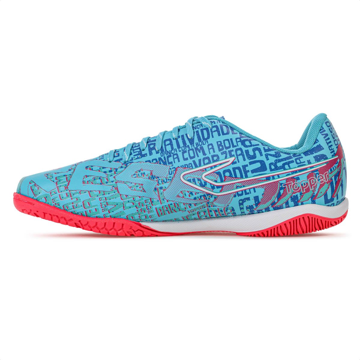 Chuteira Topper Futsal Resenha Azul Rosa e Branco - Masculino Azul 2
