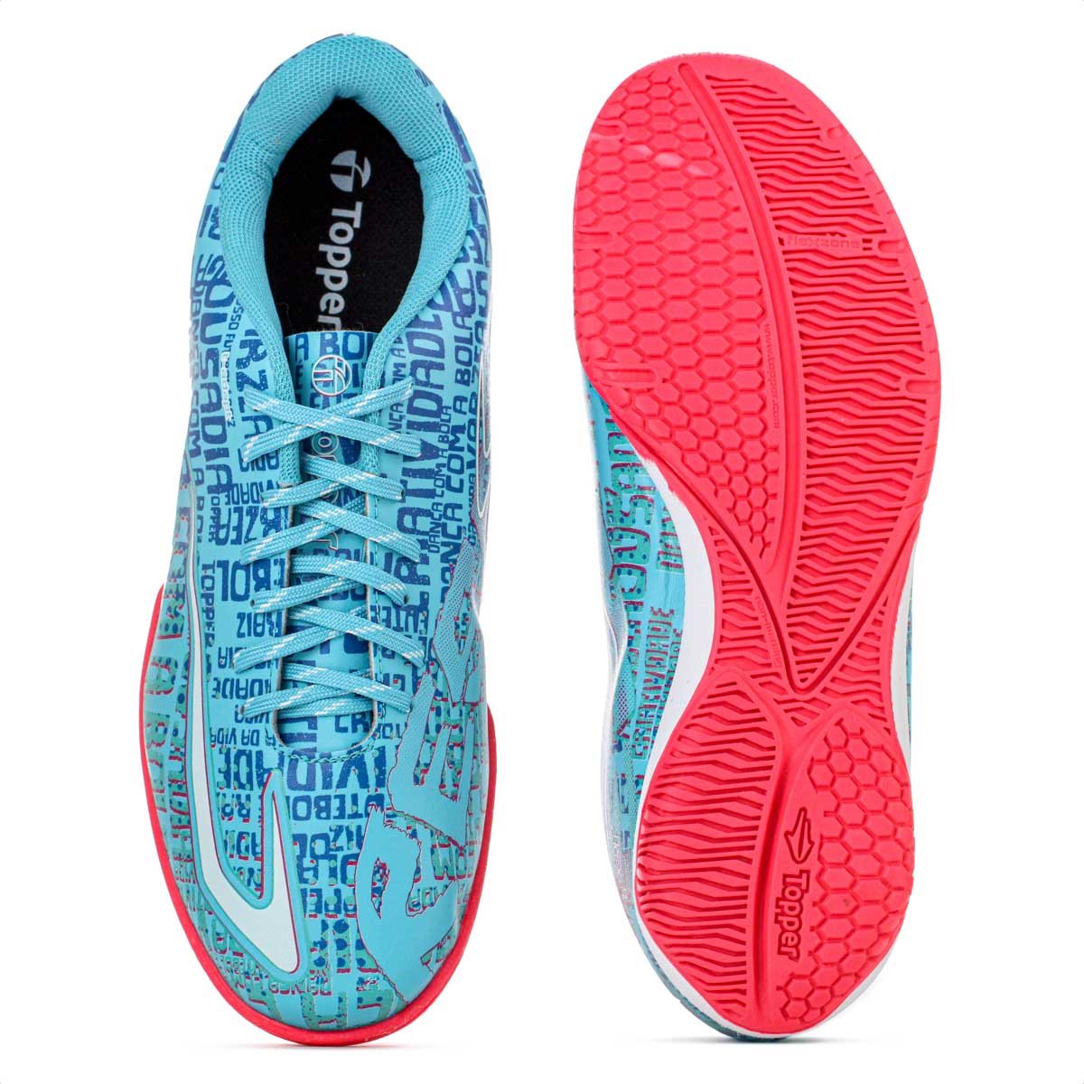 Chuteira Topper Futsal Resenha Azul Rosa e Branco - Masculino Azul 5