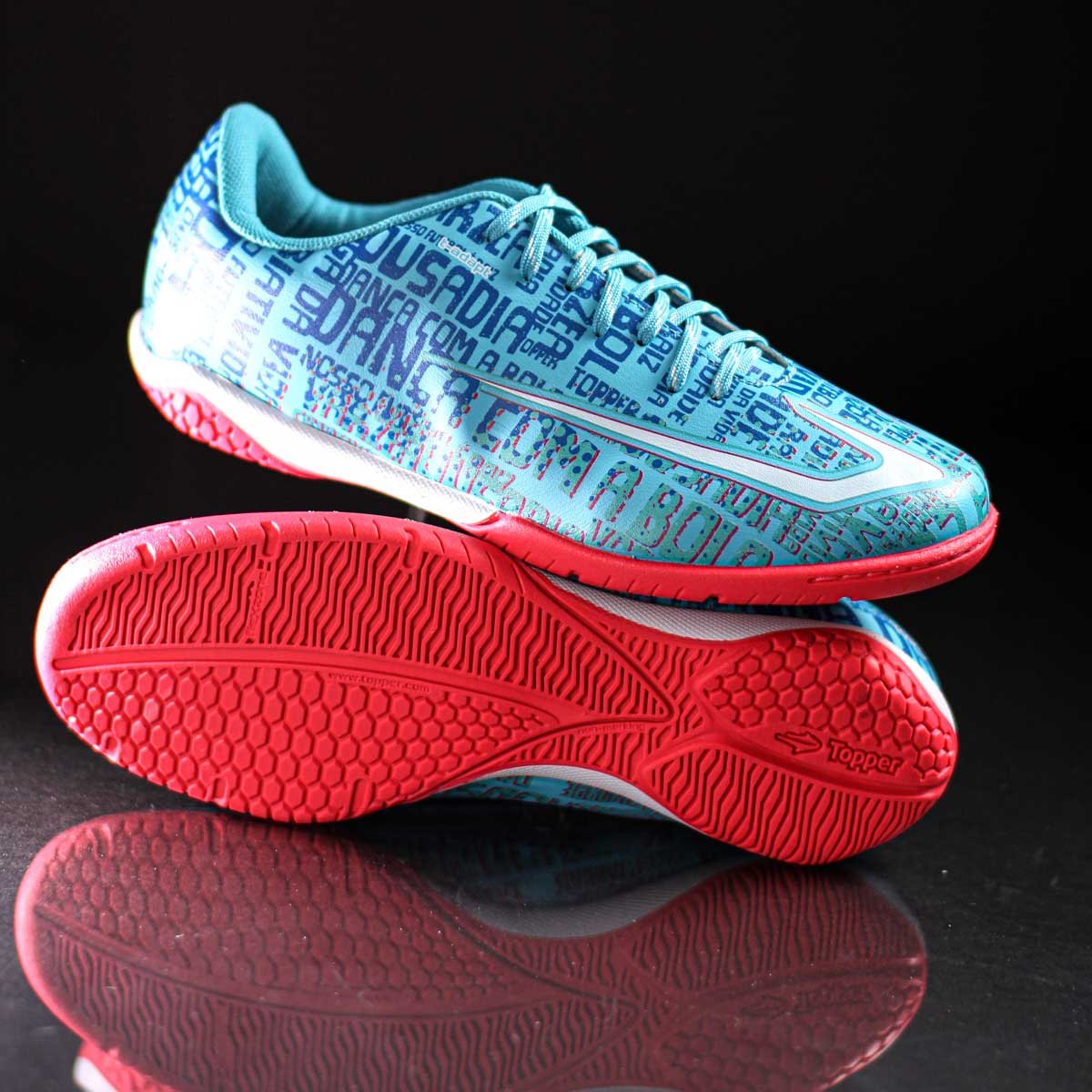 Chuteira Topper Futsal Resenha Azul Rosa e Branco - Masculino Azul 8