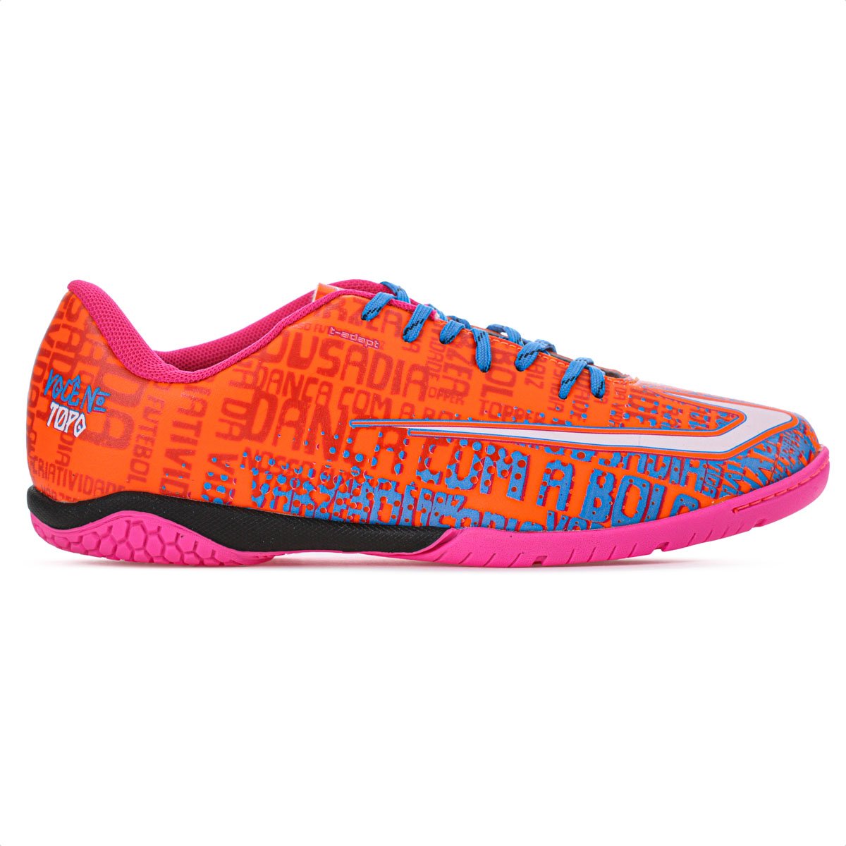 Chuteira Topper Futsal Resenha Laranja Azul e Rosa - Masculino Laranja 1