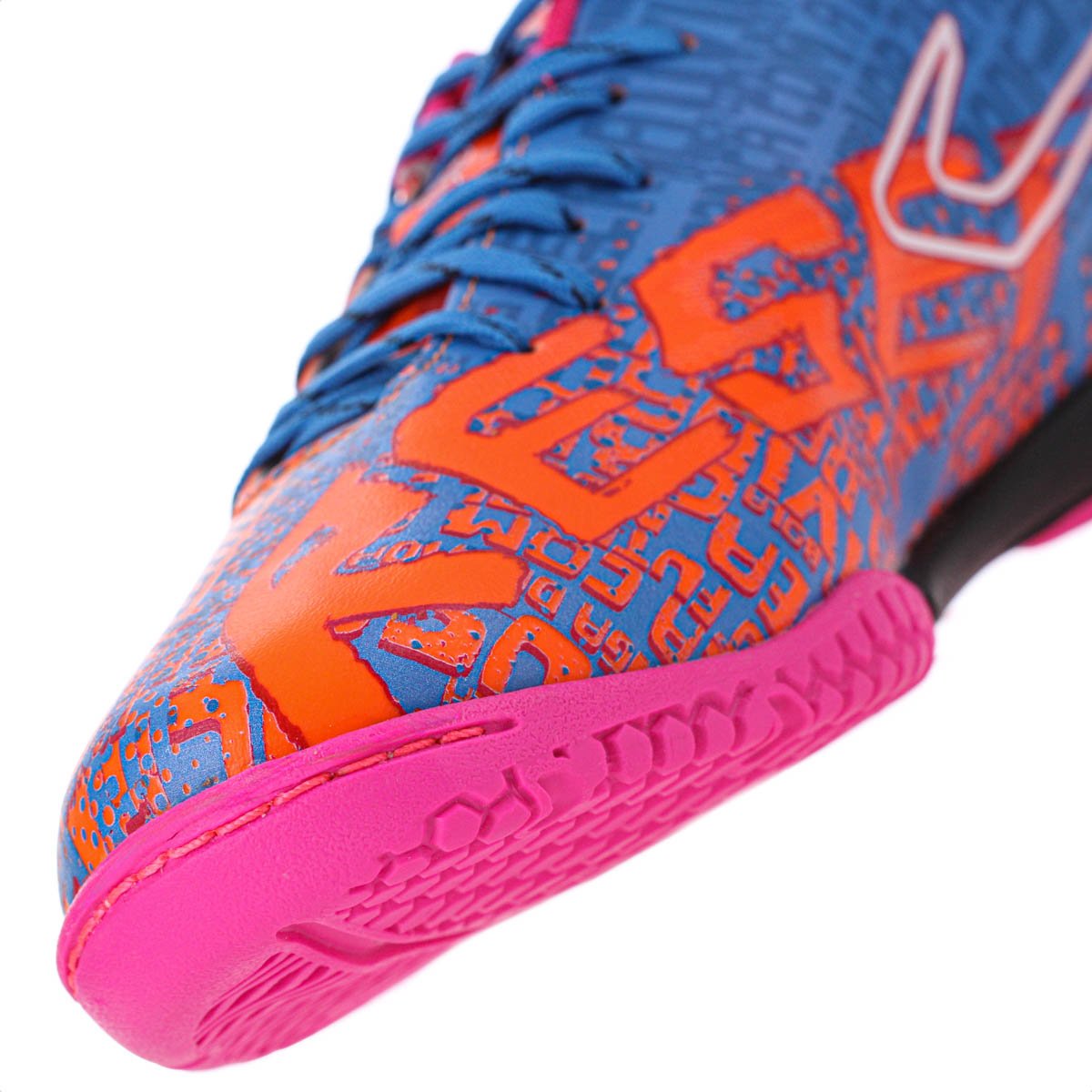 Chuteira Topper Futsal Resenha Laranja Azul e Rosa - Masculino Laranja 3