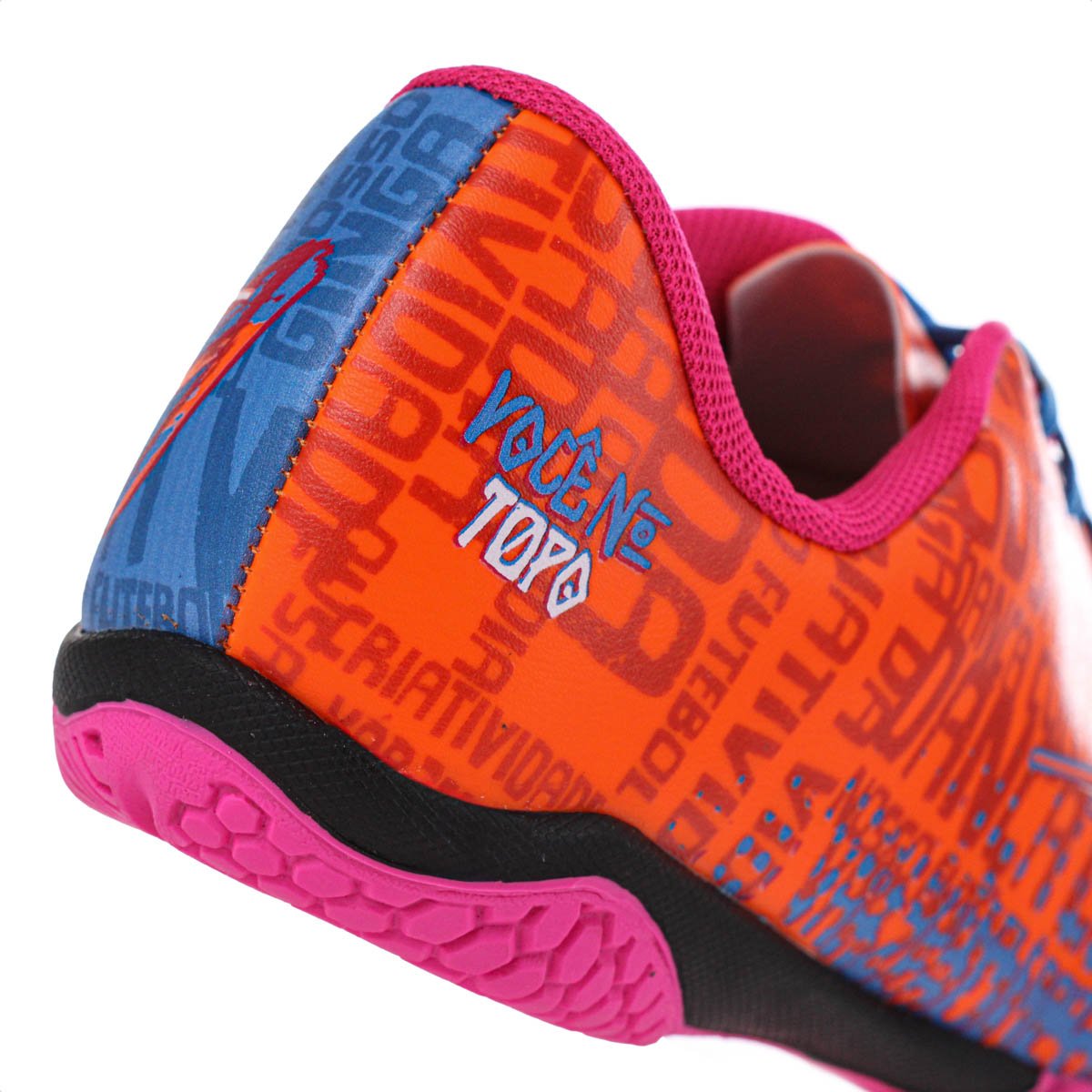 Chuteira Topper Futsal Resenha Laranja Azul e Rosa - Masculino Laranja 4