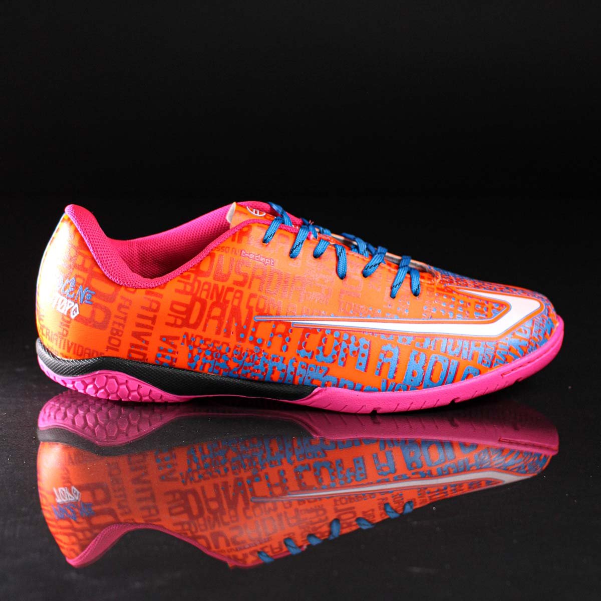 Chuteira Topper Futsal Resenha Laranja Azul e Rosa - Masculino Laranja 5