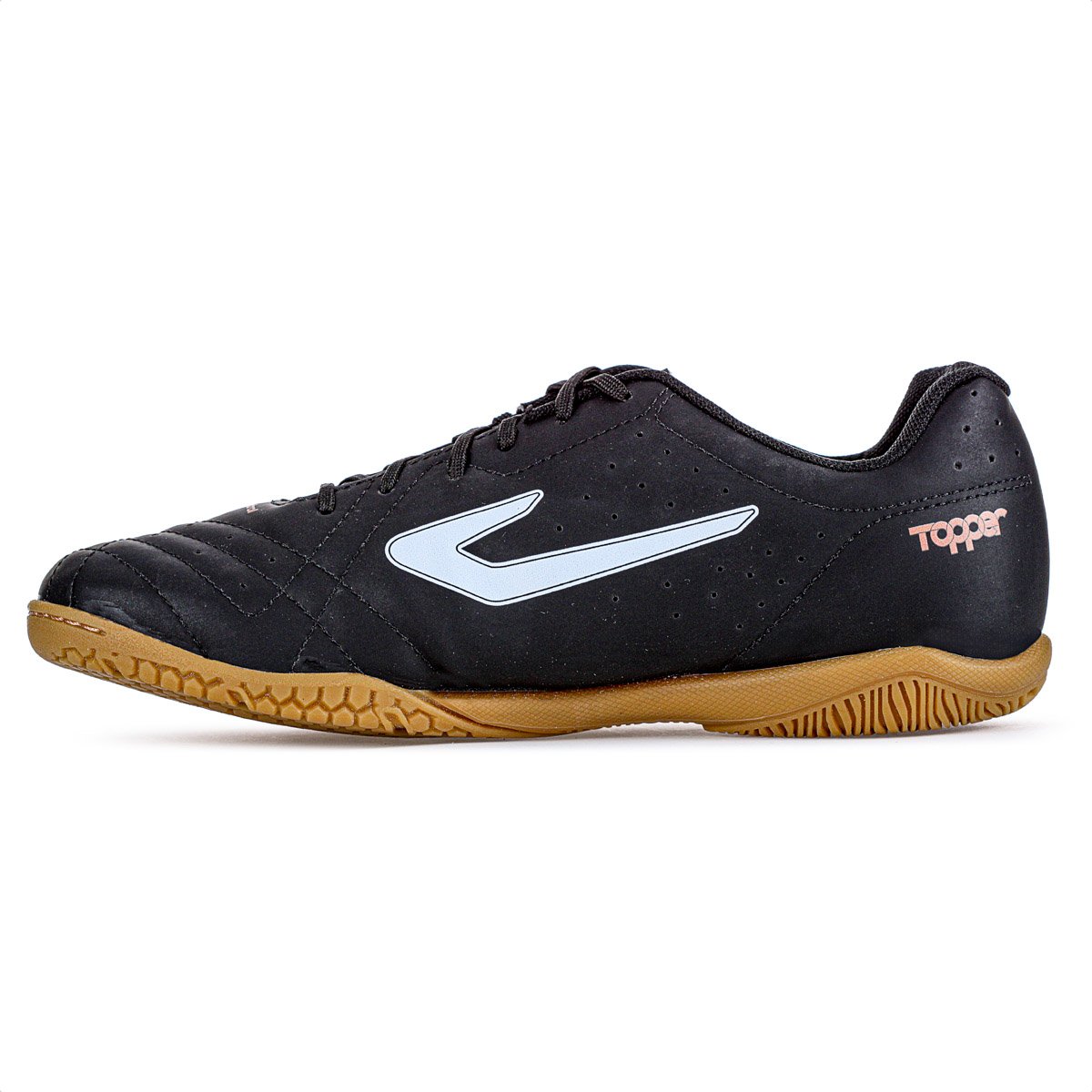 Chuteira Topper Futsal Boleiro V Preto Branco e Cobre - Masculino Preto 2