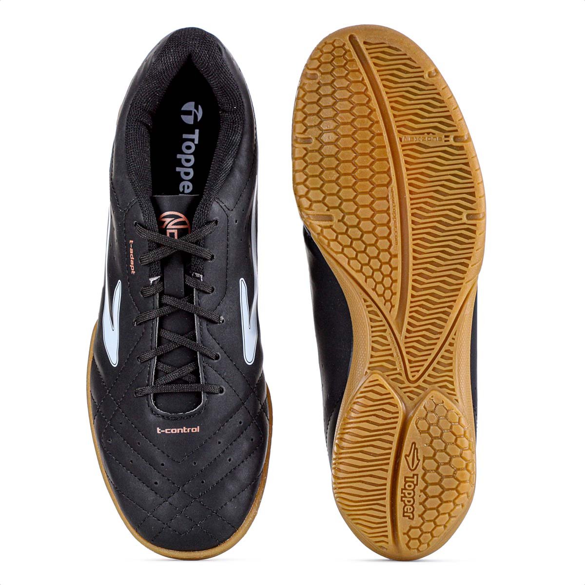 Chuteira Topper Futsal Boleiro V Preto Branco e Cobre - Masculino Preto 5