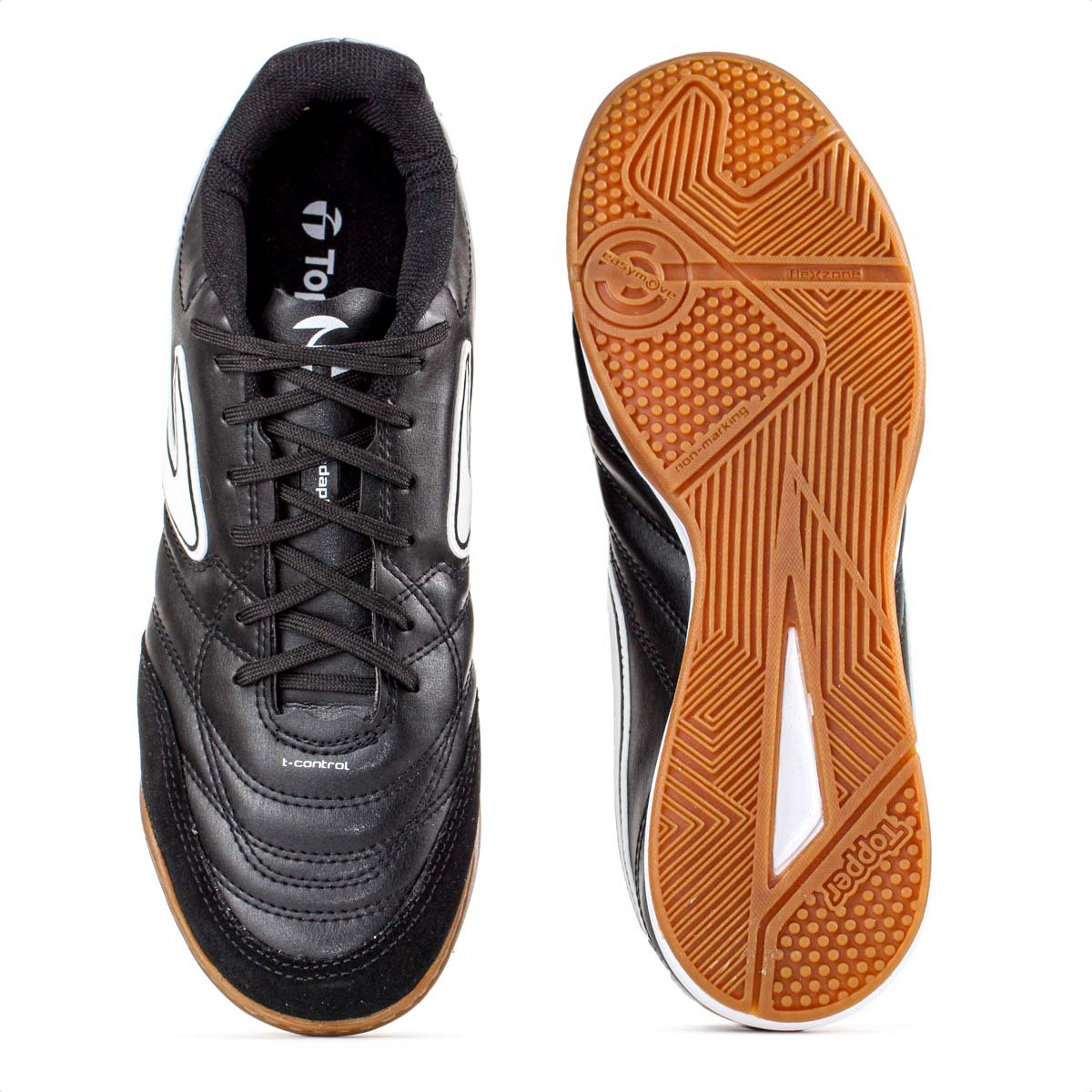 Chuteira Topper Futsal Maestro Club V Preto Branco e Vermelho - Masculino Preto 5