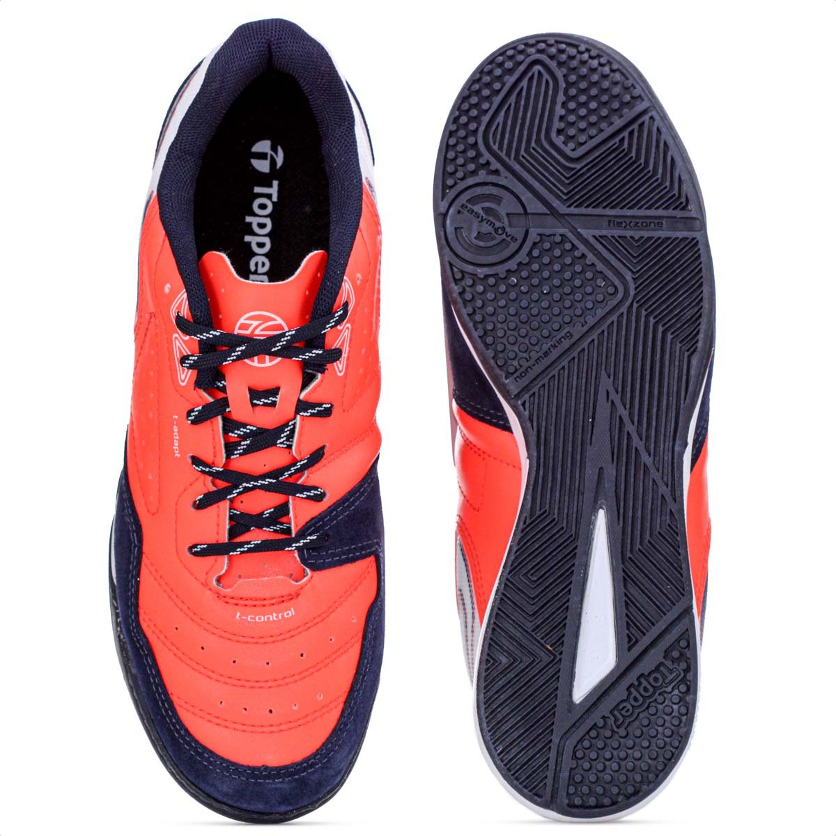 Chuteira Topper Futsal Dominator Club V Laranja Azul e Branco - Masculino Laranja 5