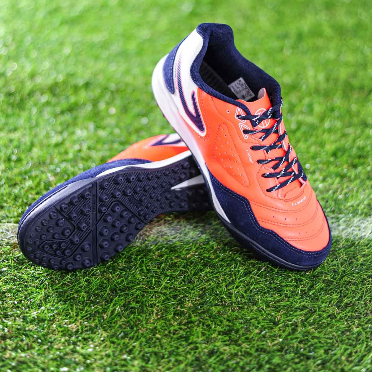 Chuteira Topper Society Dominator Club V Laranja Azul e Branco - Masculino Laranja 7