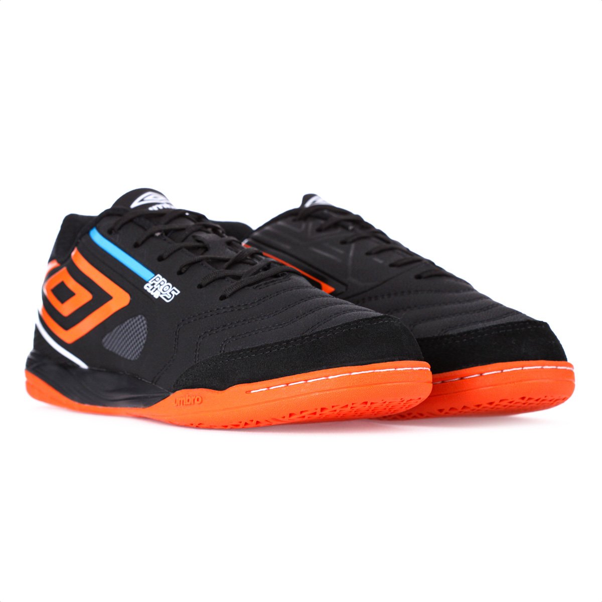 Chuteira Umbro Futsal Pro 5 Bump Club Preto Laranja e Azul - Masculina Preto 7