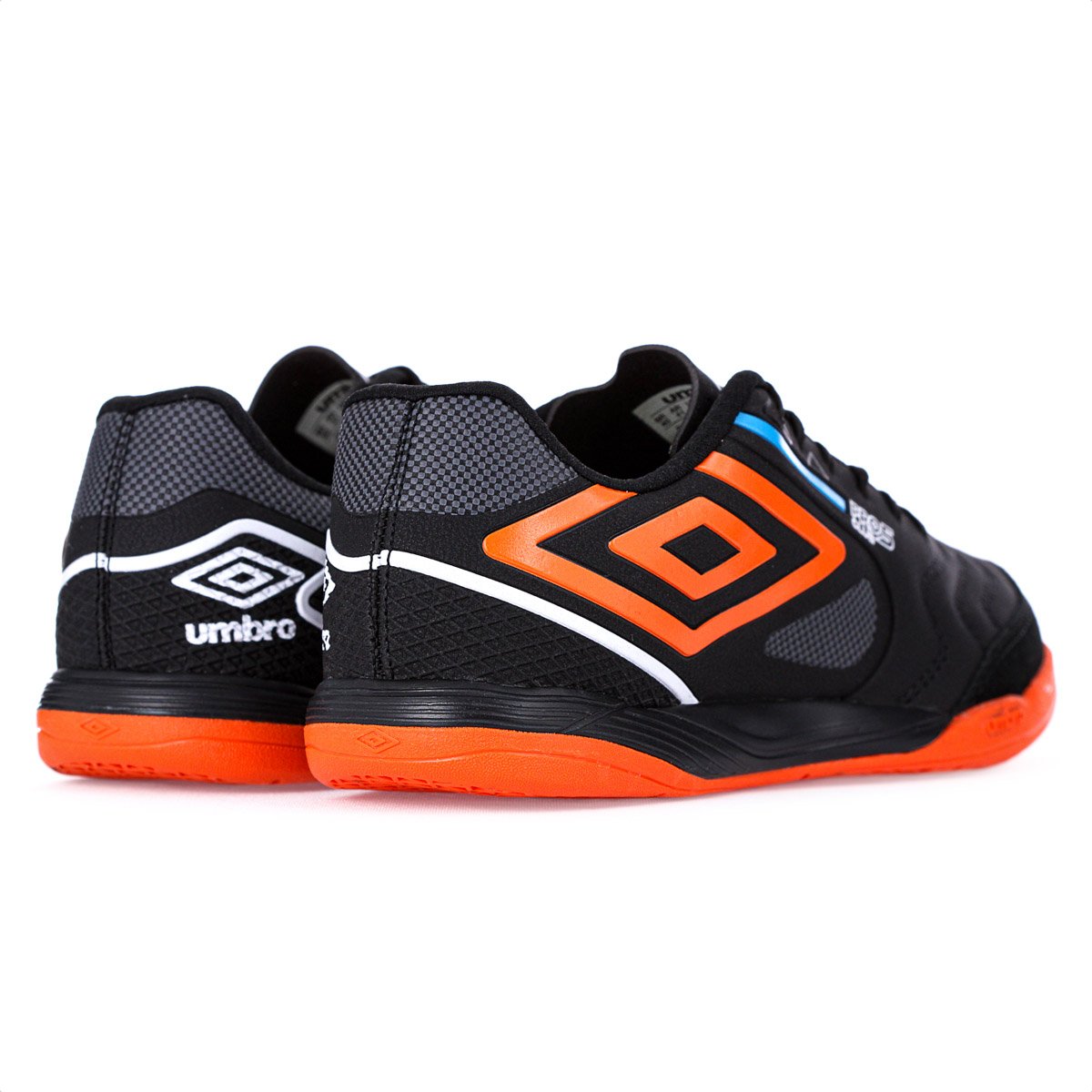 Chuteira Umbro Futsal Pro 5 Bump Club Preto Laranja e Azul - Masculina Preto 8