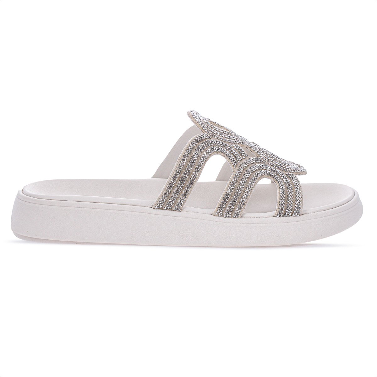 Sandalia Moleca Papete Strass 5469.134 Branco - Feminino Branco 2
