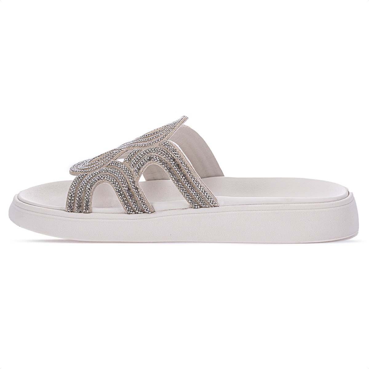 Sandalia Moleca Papete Strass 5469.134 Branco - Feminino Branco 3