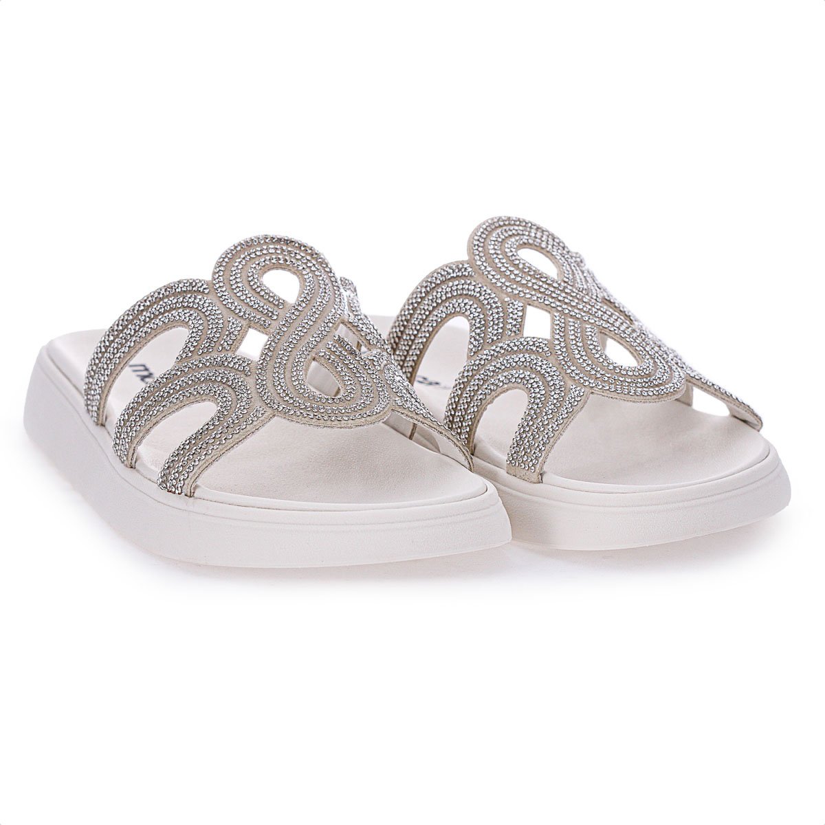 Sandalia Moleca Papete Strass 5469.134 Branco - Feminino Branco 4