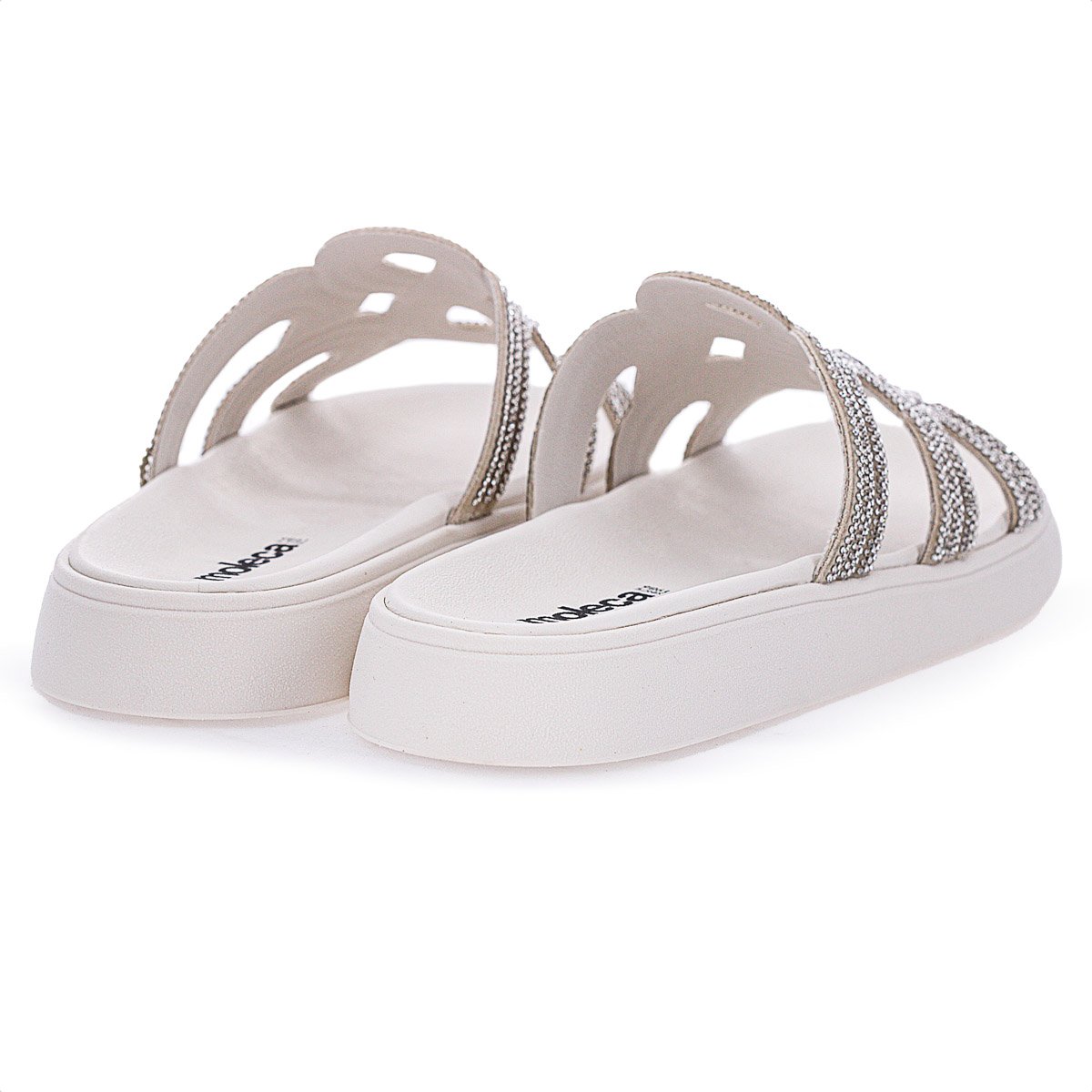 Sandalia Moleca Papete Strass 5469.134 Branco - Feminino Branco 5